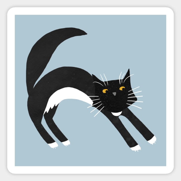 Black and White Tuxedo Cat Yoga Sticker by NicSquirrell